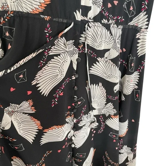 Rebecca Minkoff Harper Love Bird Midi Dress Hearts Floral - Picture 7 of 8